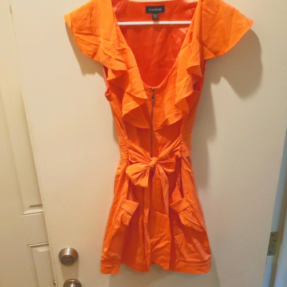 Bebe Orange Ruffle Dress
